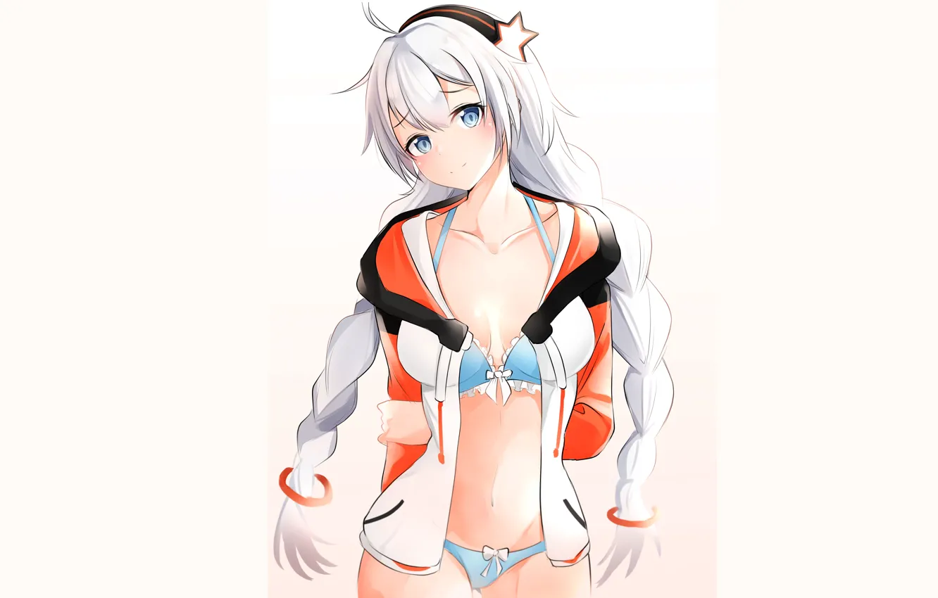 Photo wallpaper girl, sexy, lingerie, bra, cleavage, panties, long hair, boobs