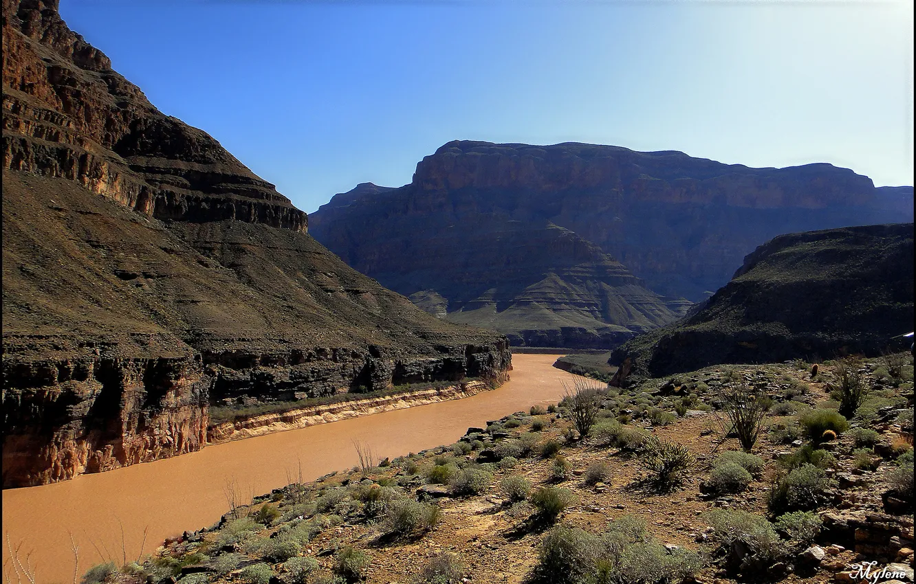 Photo wallpaper river, desert, canyon