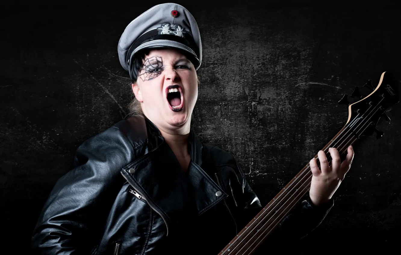 Photo wallpaper girl, guitar, singing