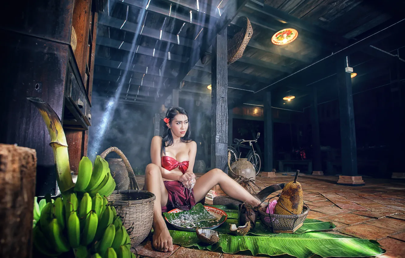 Photo wallpaper girl, pose, work