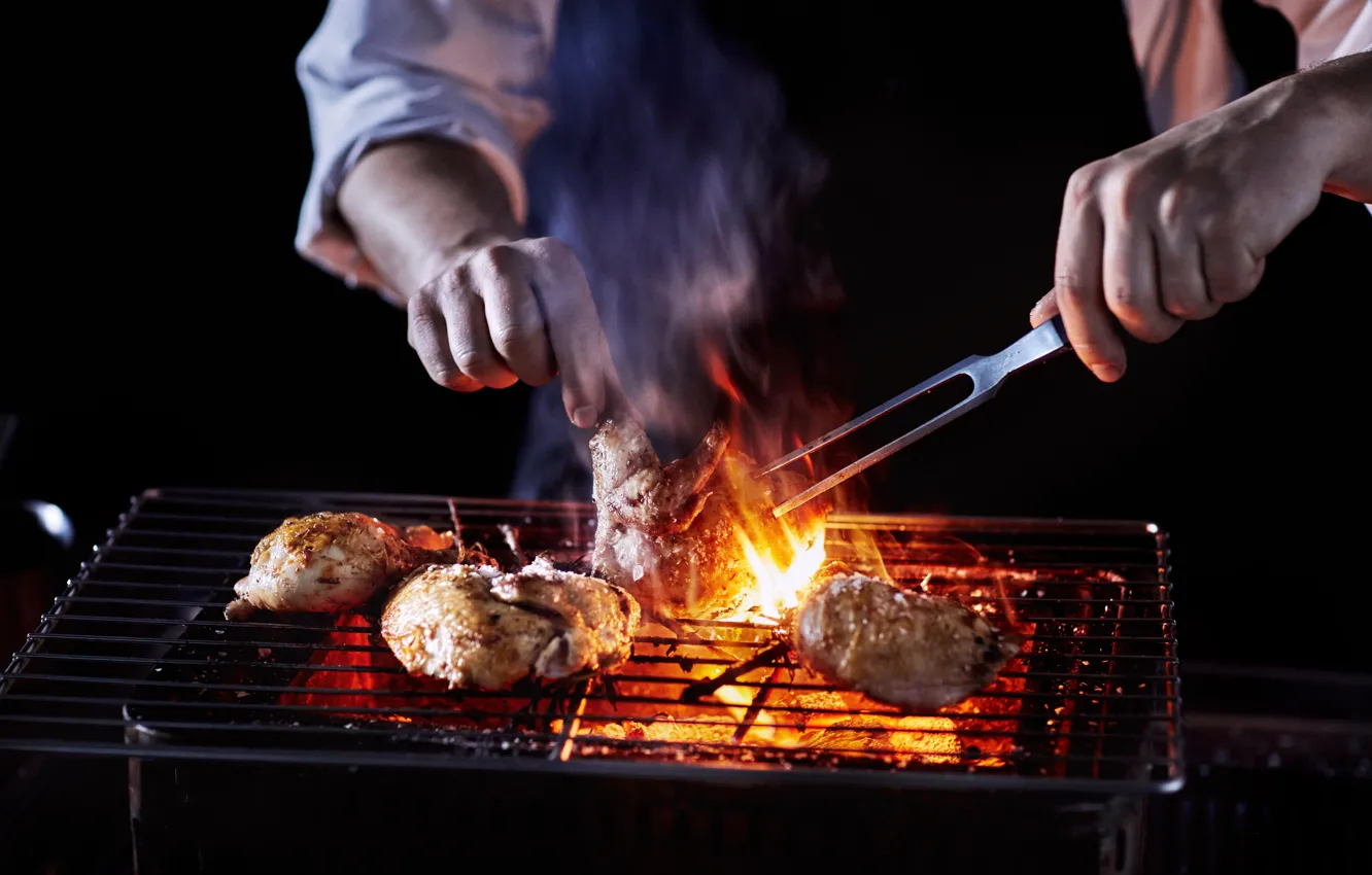 Photo wallpaper Hands, Plug, Food, Meat, Copenhagen, Food, Copenhagen, Meat