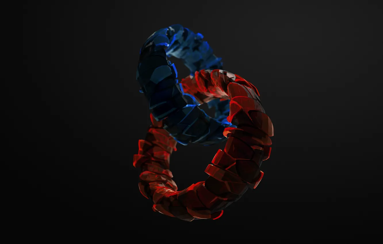 Photo wallpaper blue, red, abstraction, the dark background, ring, plexus, abstraction, digital art