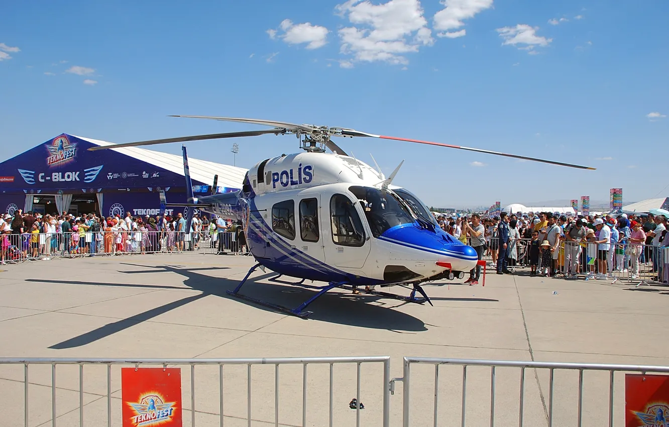Photo wallpaper police, helicopter, Turkey, Ankara, 2023, Teknofest