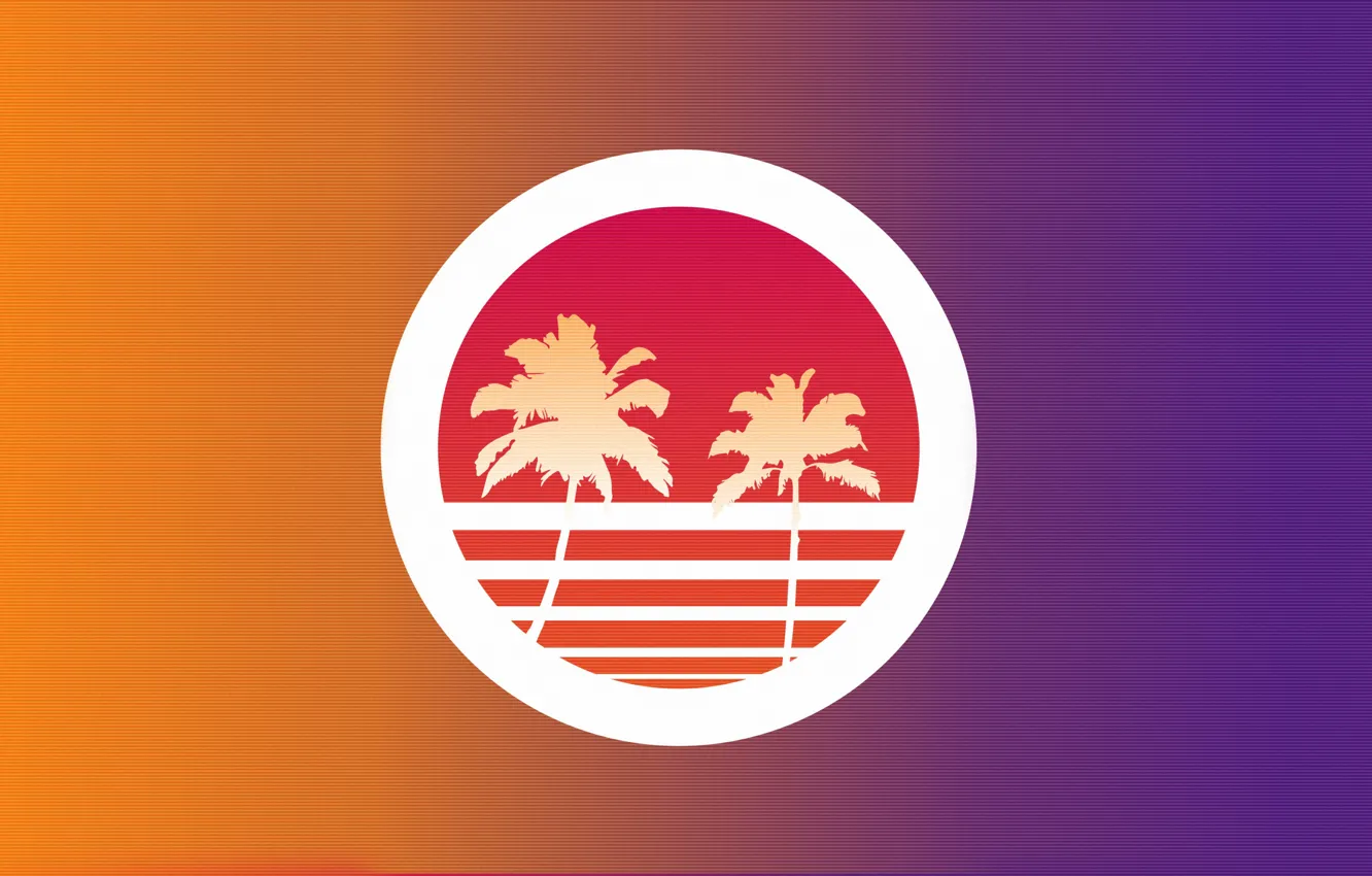 Photo wallpaper music, palm trees, background, minimalism, 80s, Illustration, 80's, Synth