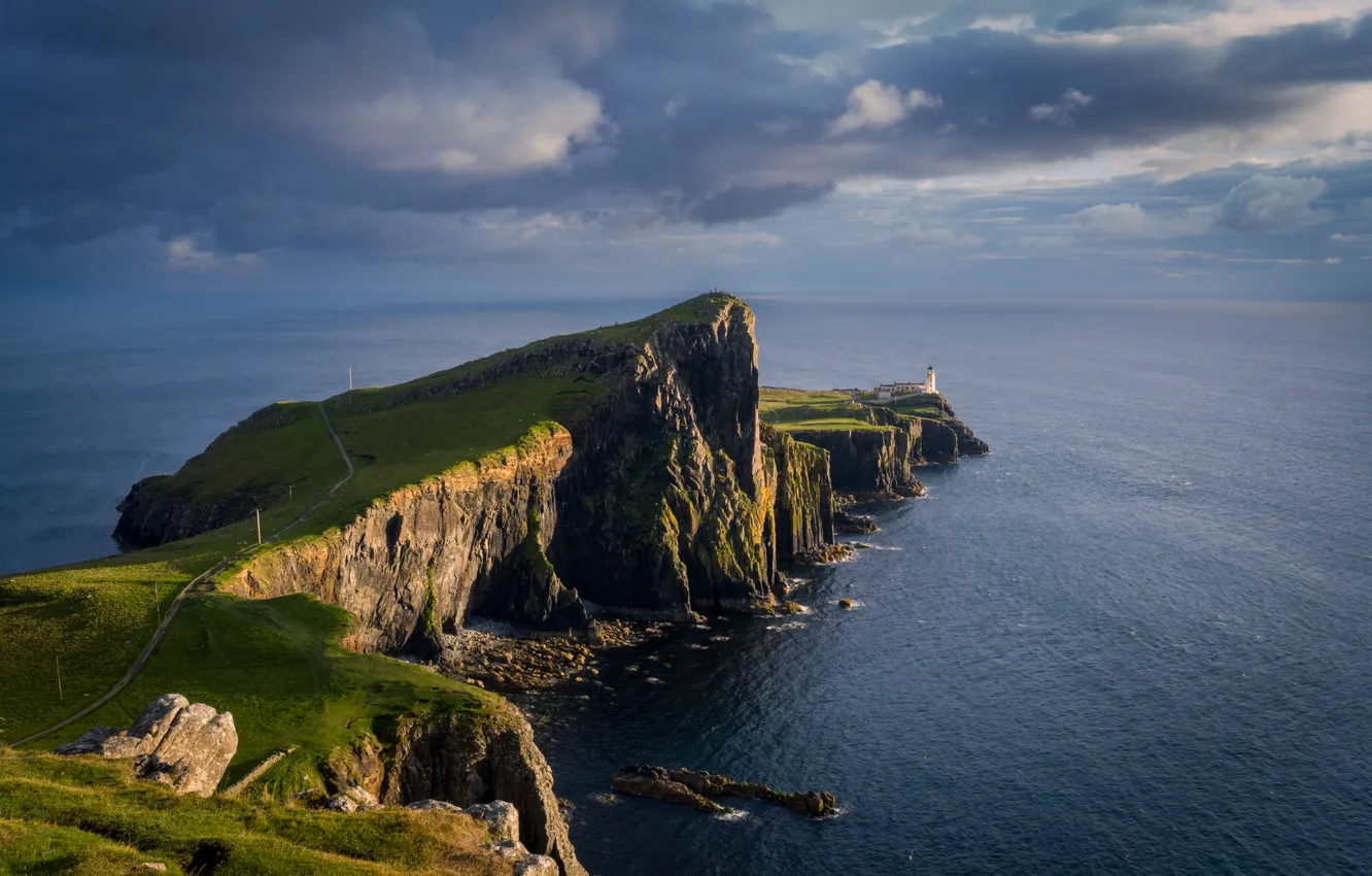 Photo wallpaper sky, sea, landscape, coast, nature, clouds, rocks, horizon