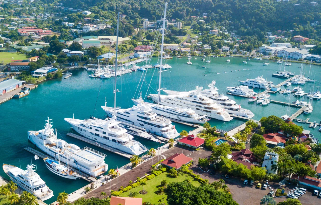 Photo wallpaper sea, yacht, Caribbean, Grenada, Port Louis