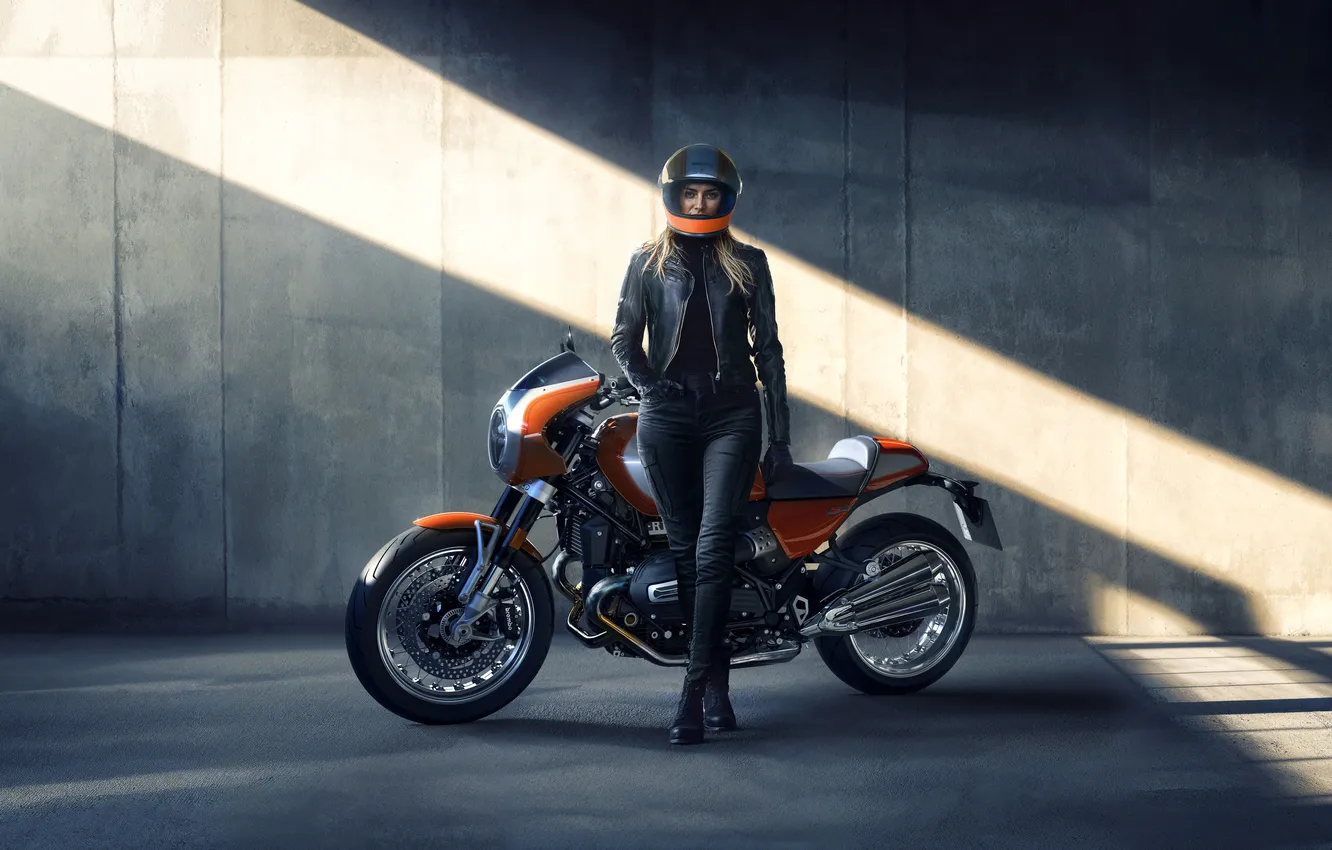 Photo wallpaper girl, motorcycle, bmw r12