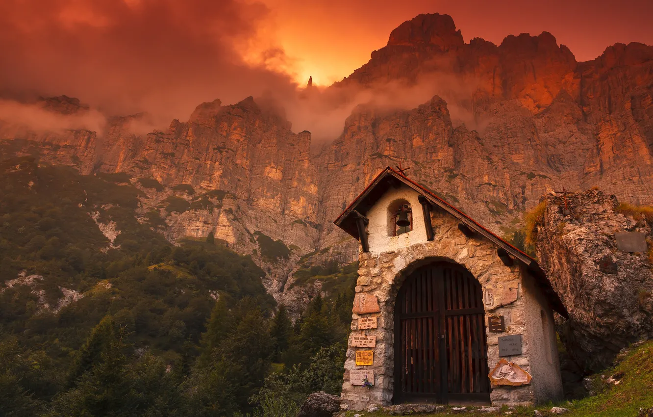 Photo wallpaper Italy, Dolomites, Under Mt. Shiara