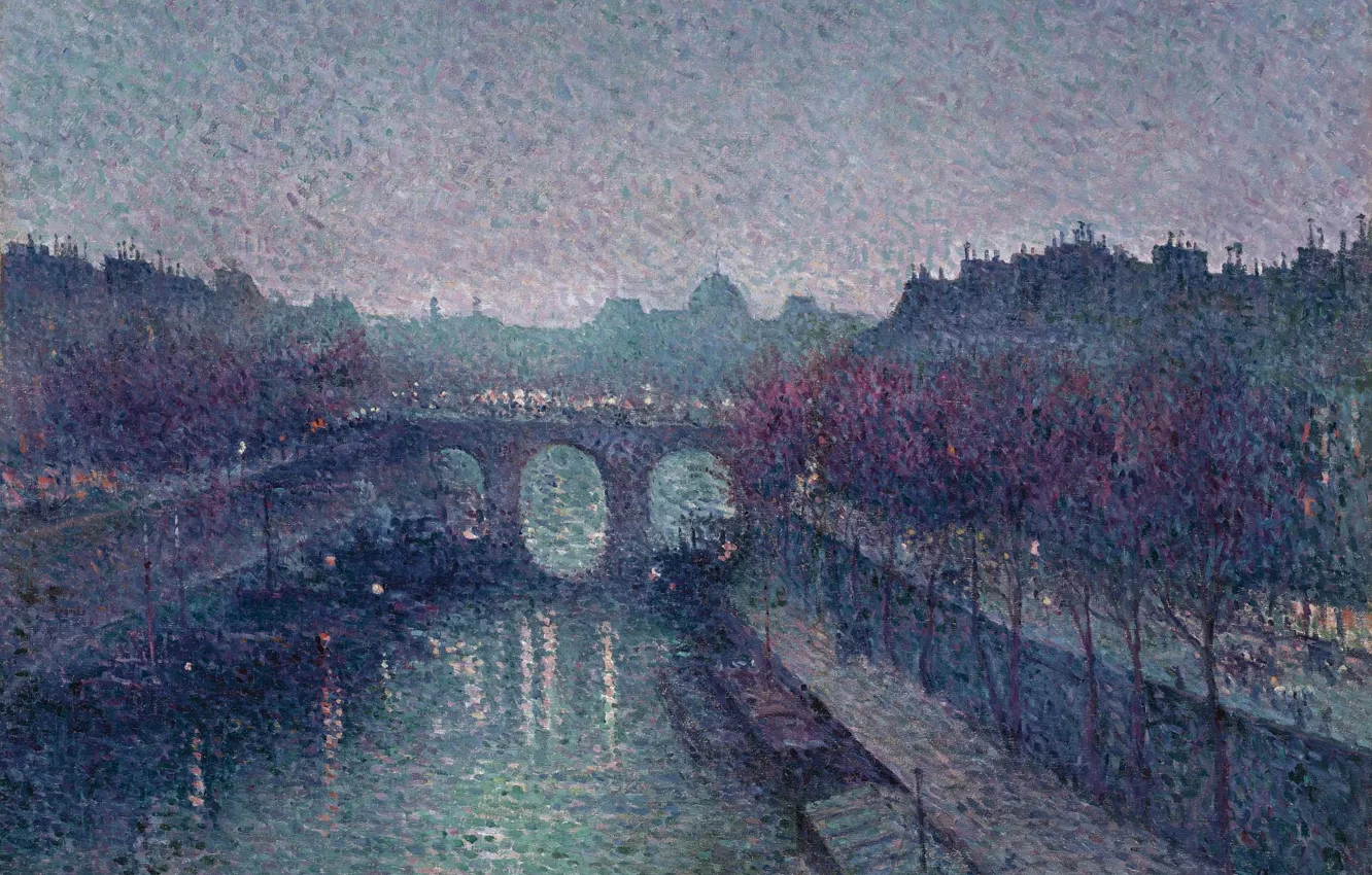 Photo wallpaper bridge, picture, the urban landscape, 1900, Maximilien Luce, Maximilien Luce, The Pont-Neuf. Hay. Small Sleeve