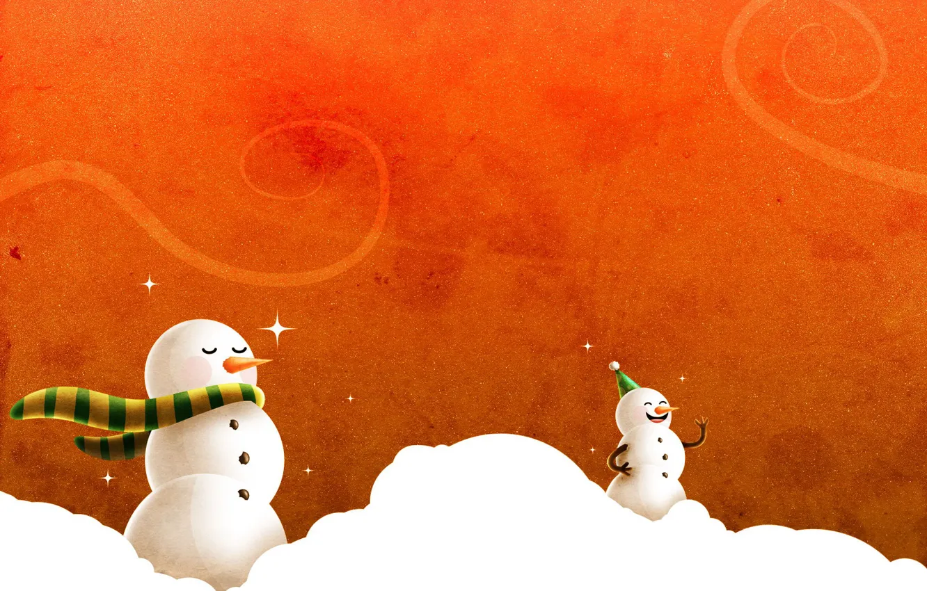 Photo wallpaper new year, snowmen