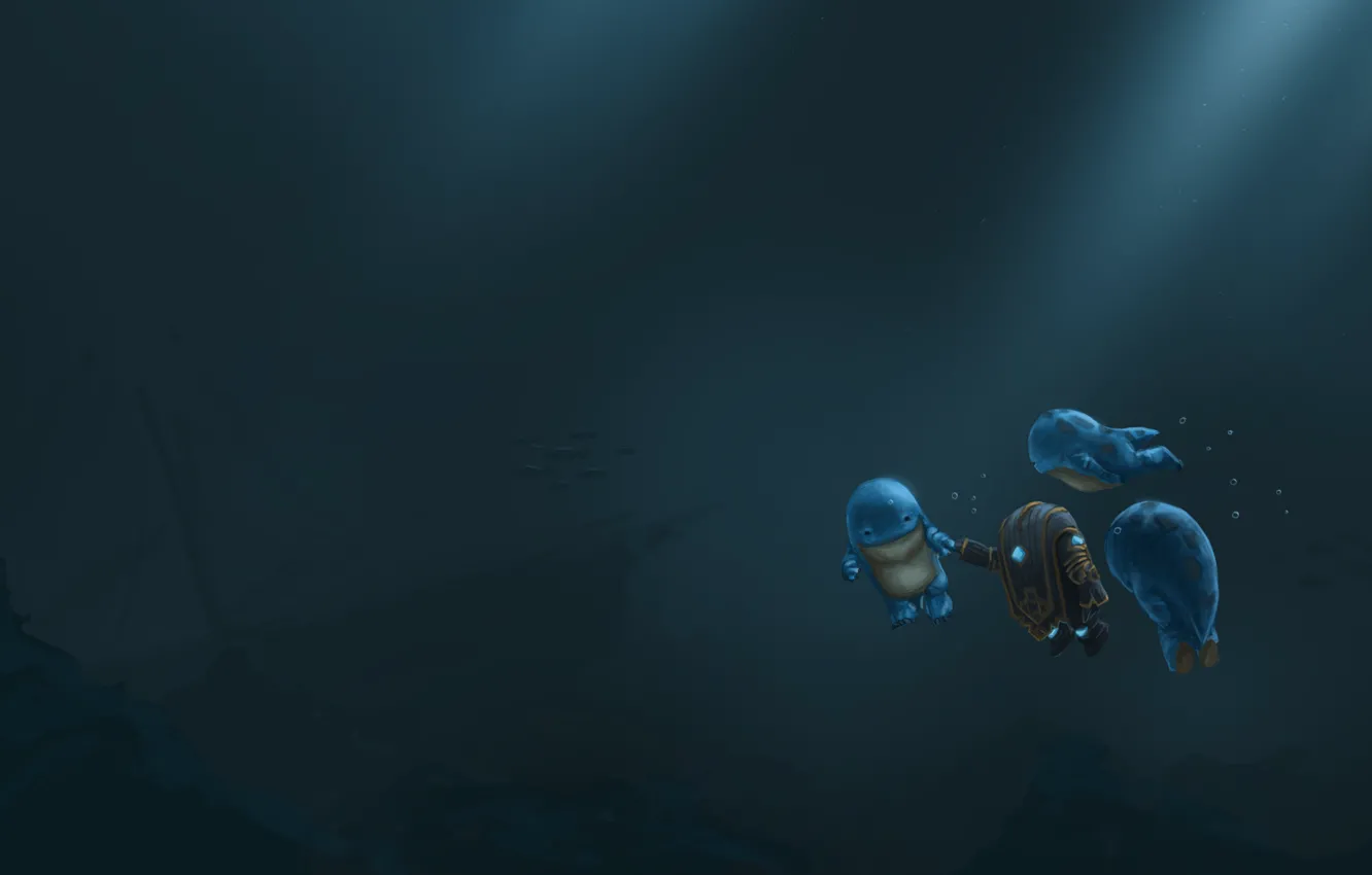 Photo wallpaper sea, ship, fish, the skeleton, art, monster, Guild Wars 2, under water