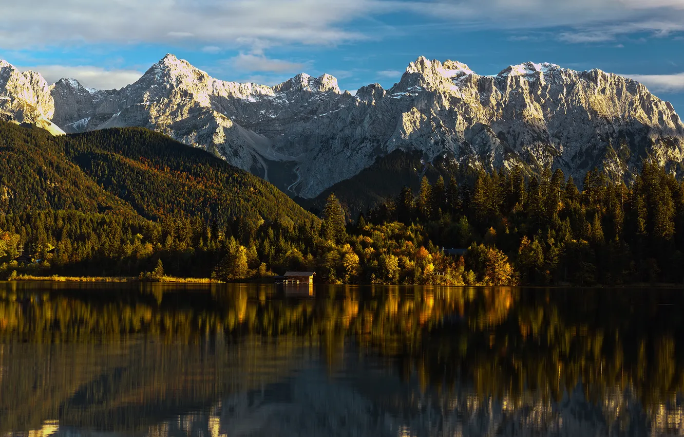 Photo wallpaper lake, mountain, quiet mountain
