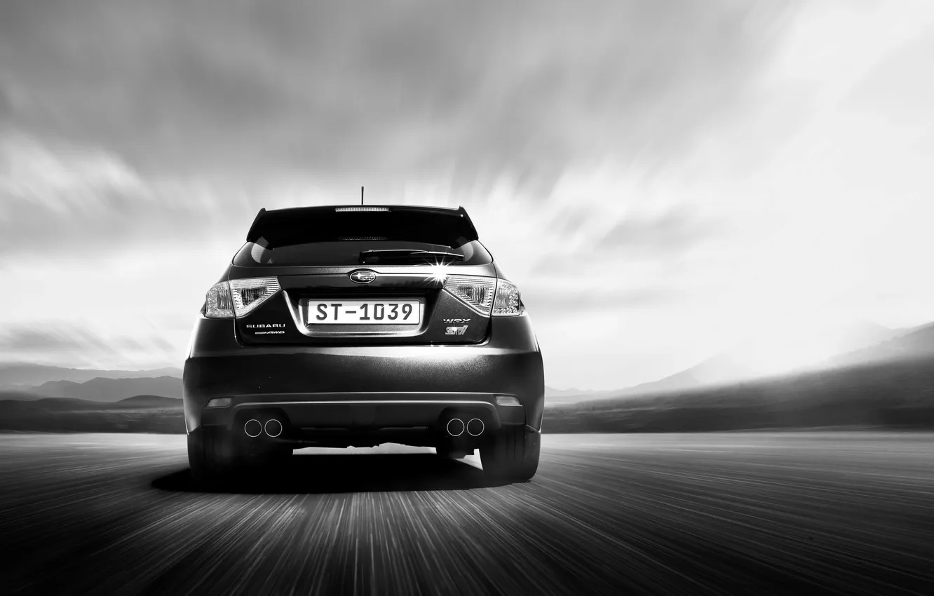 Photo wallpaper movement, Sepia, black and white, subaru, wrx, infinity, sti