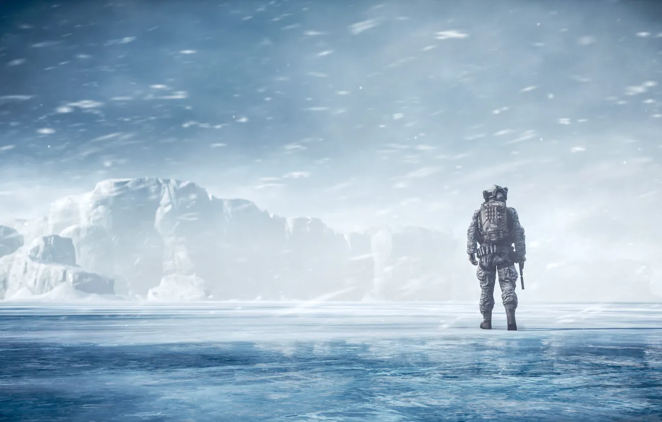 Photo wallpaper winter, landscape, soldiers, Battlefield 4