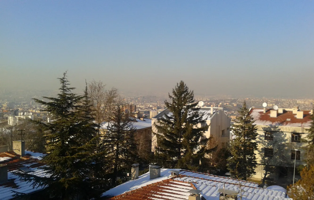 Photo wallpaper winter, snow, the city, Ankara