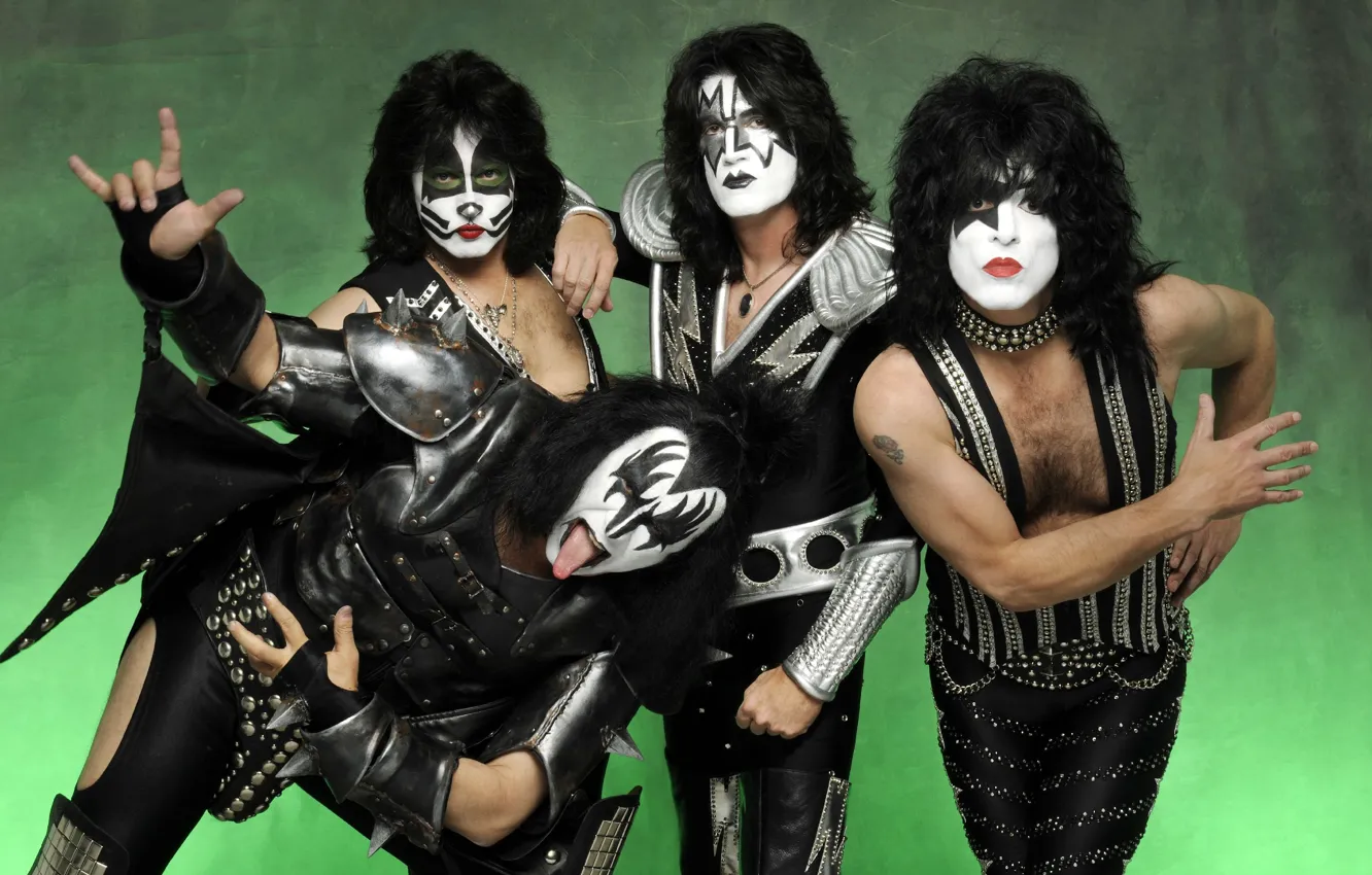 Photo wallpaper makeup, hippie, rock band, Kiss