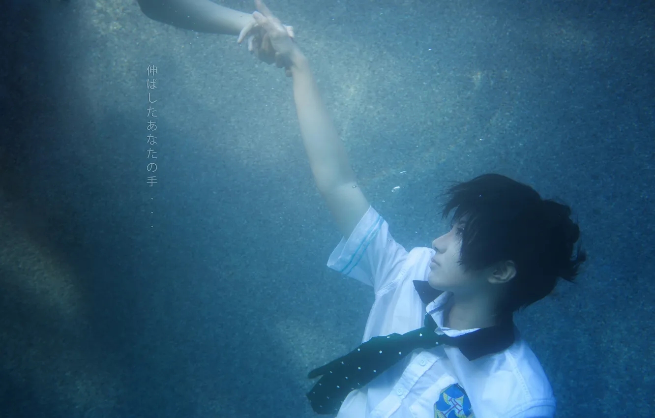 Photo wallpaper water, anime, guy, under water, cosplay, free