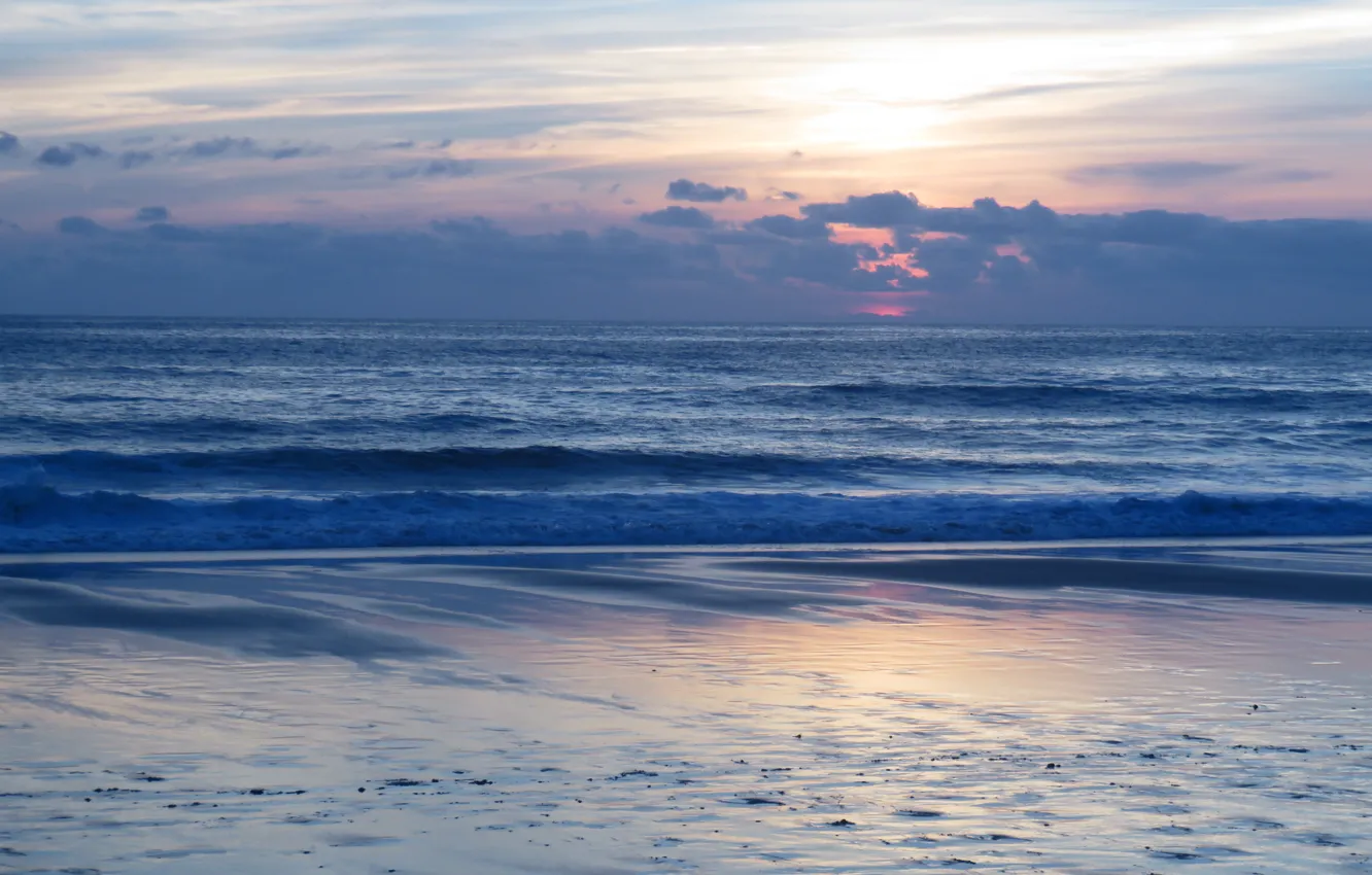 Photo wallpaper sea, wave, the sky, sunset, sky, sea, sunset