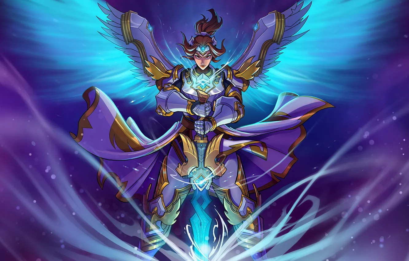 Photo wallpaper girl, the game, sword, knight, Paladins