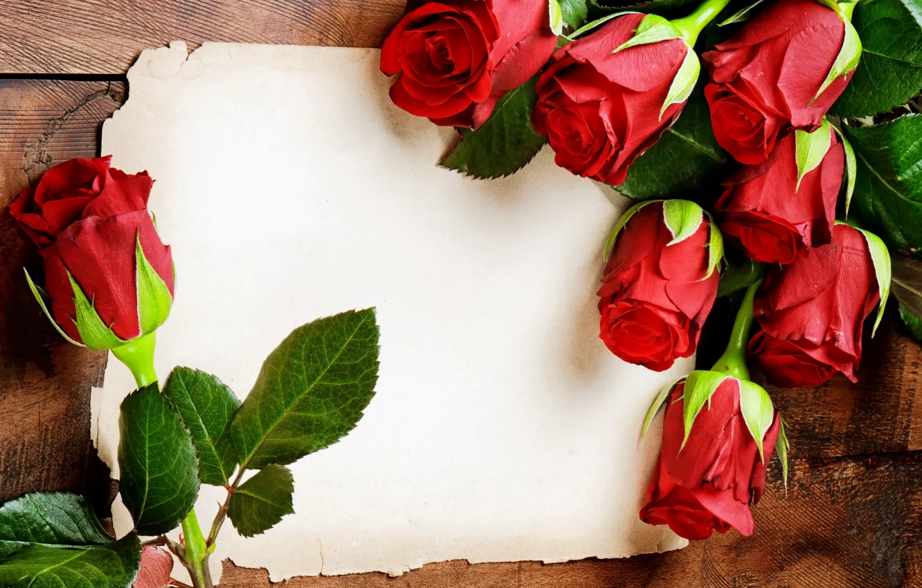 Photo wallpaper roses, red, red, flowers, romantic, roses, with love