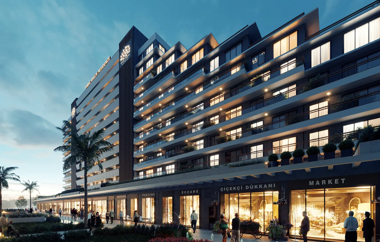 Photo wallpaper people, building, the evening, showcase, Yamac Residence