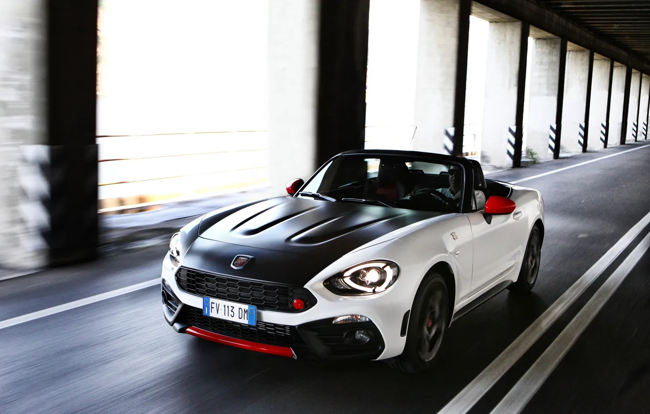 Photo wallpaper support, Roadster, spider, black and white, double, Abarth, 2016, 124 Spider