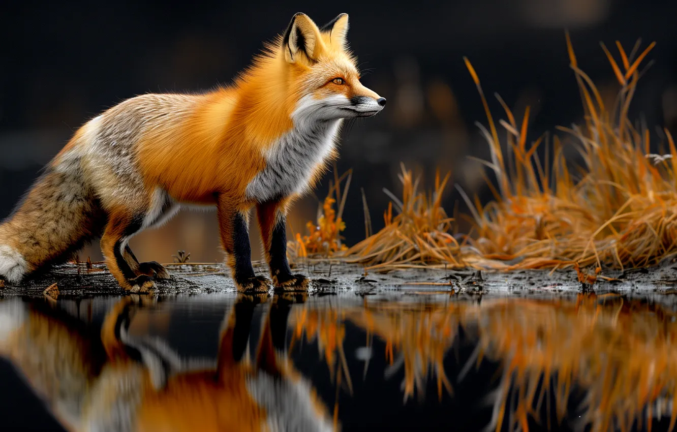 Photo wallpaper fox, animals, nature, art