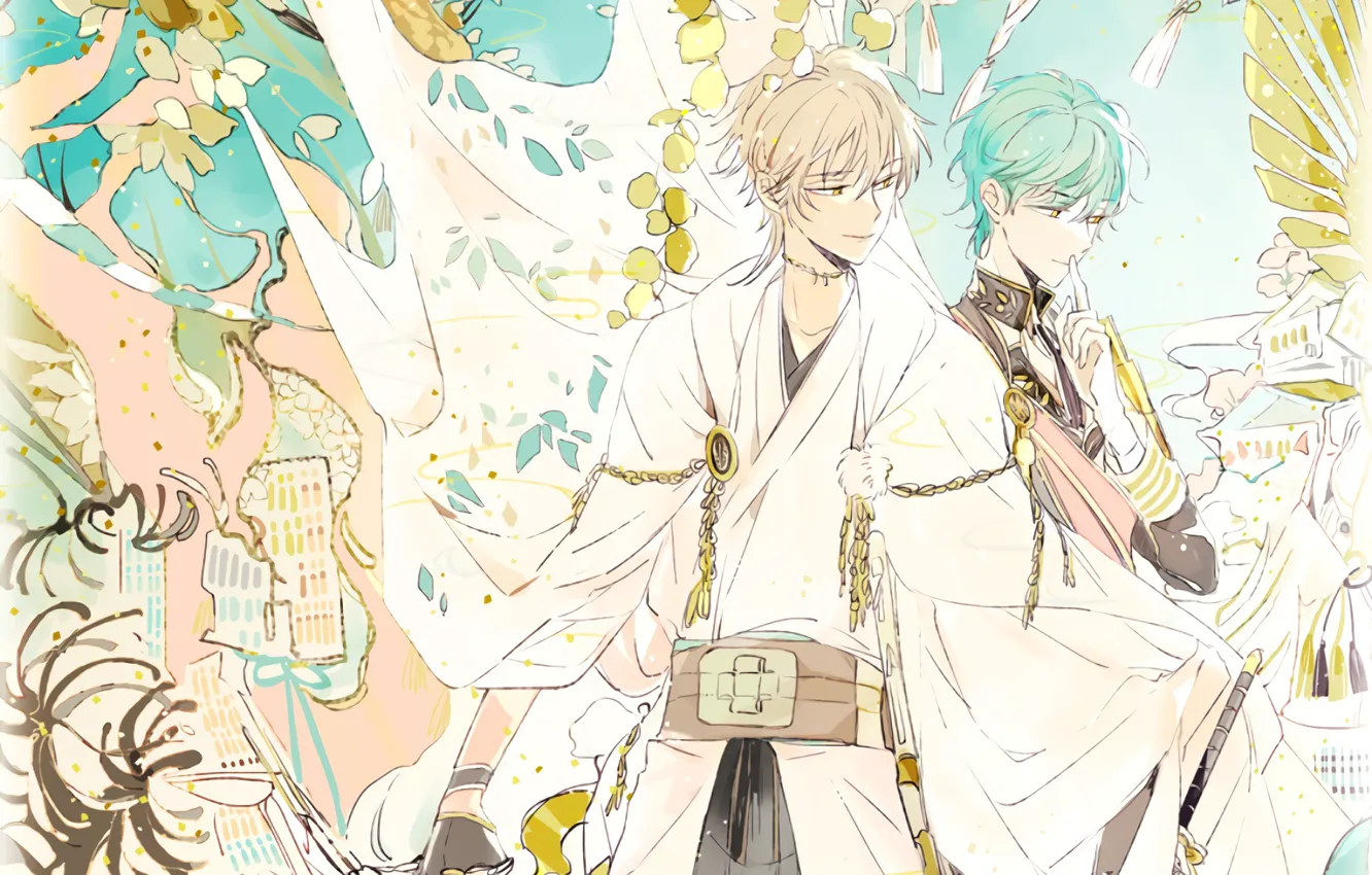 Photo wallpaper anime, art, guys, two, Touken ranbu, Dance Of Swords