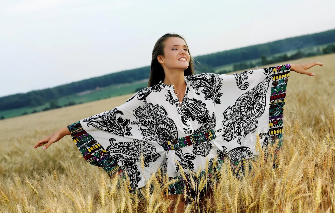 Photo wallpaper the sky, girl, nature, hands, Chantelle Has
