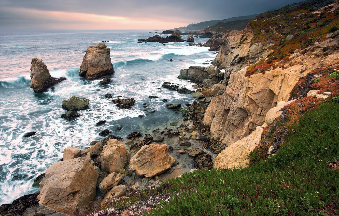 Photo wallpaper sea, landscape, rocks, shore