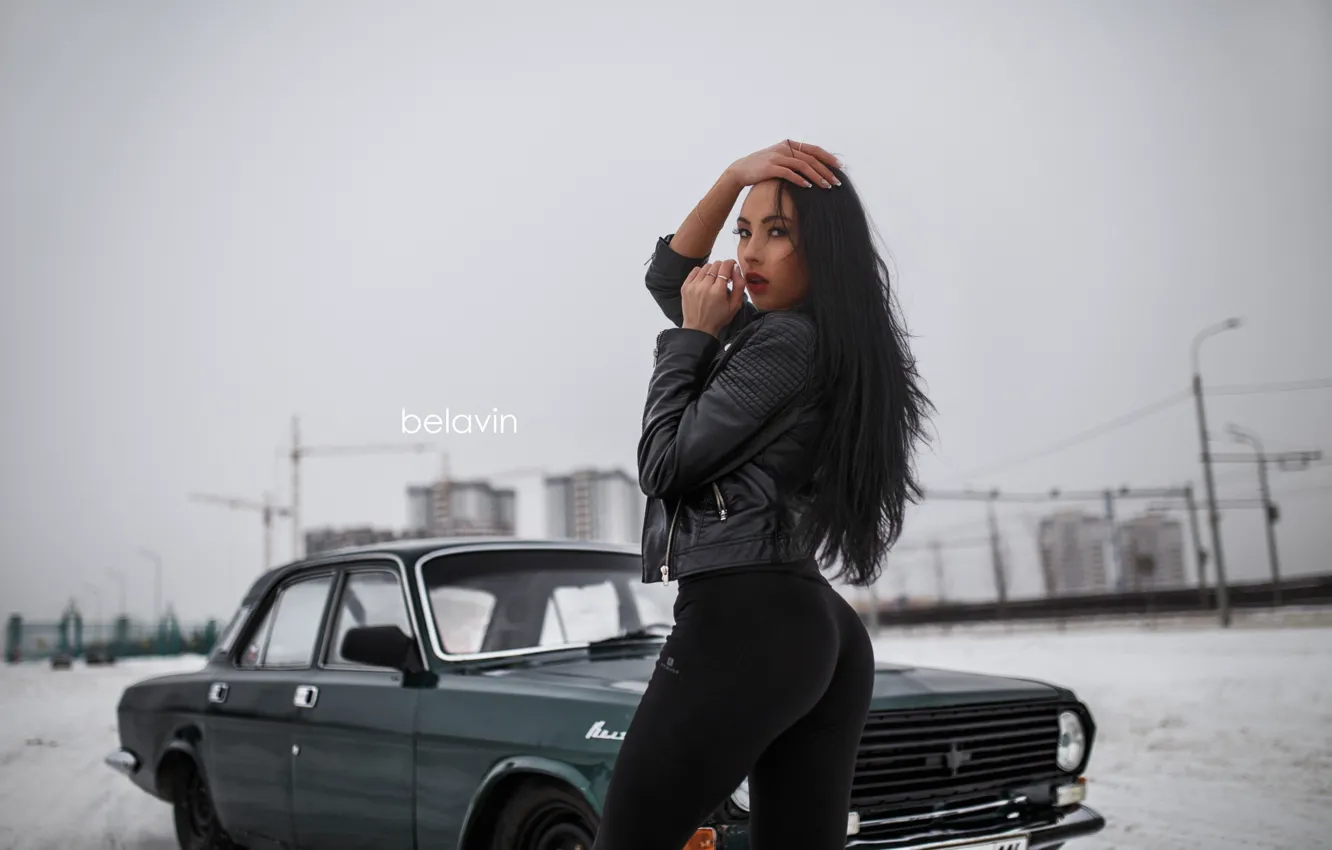 Photo wallpaper winter, look, snow, landscape, sexy, pose, model, portrait