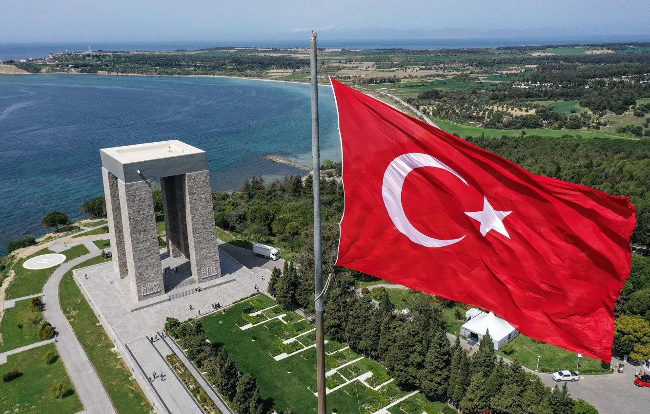Photo wallpaper Turkey, Turkish flag, Çanakkale, Gallipoli