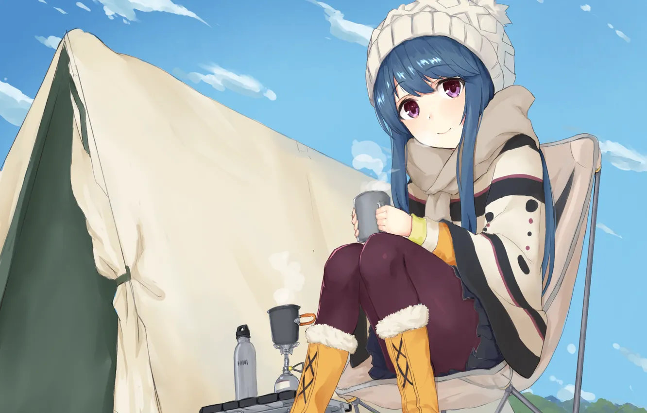 Photo wallpaper anime, girl, tent