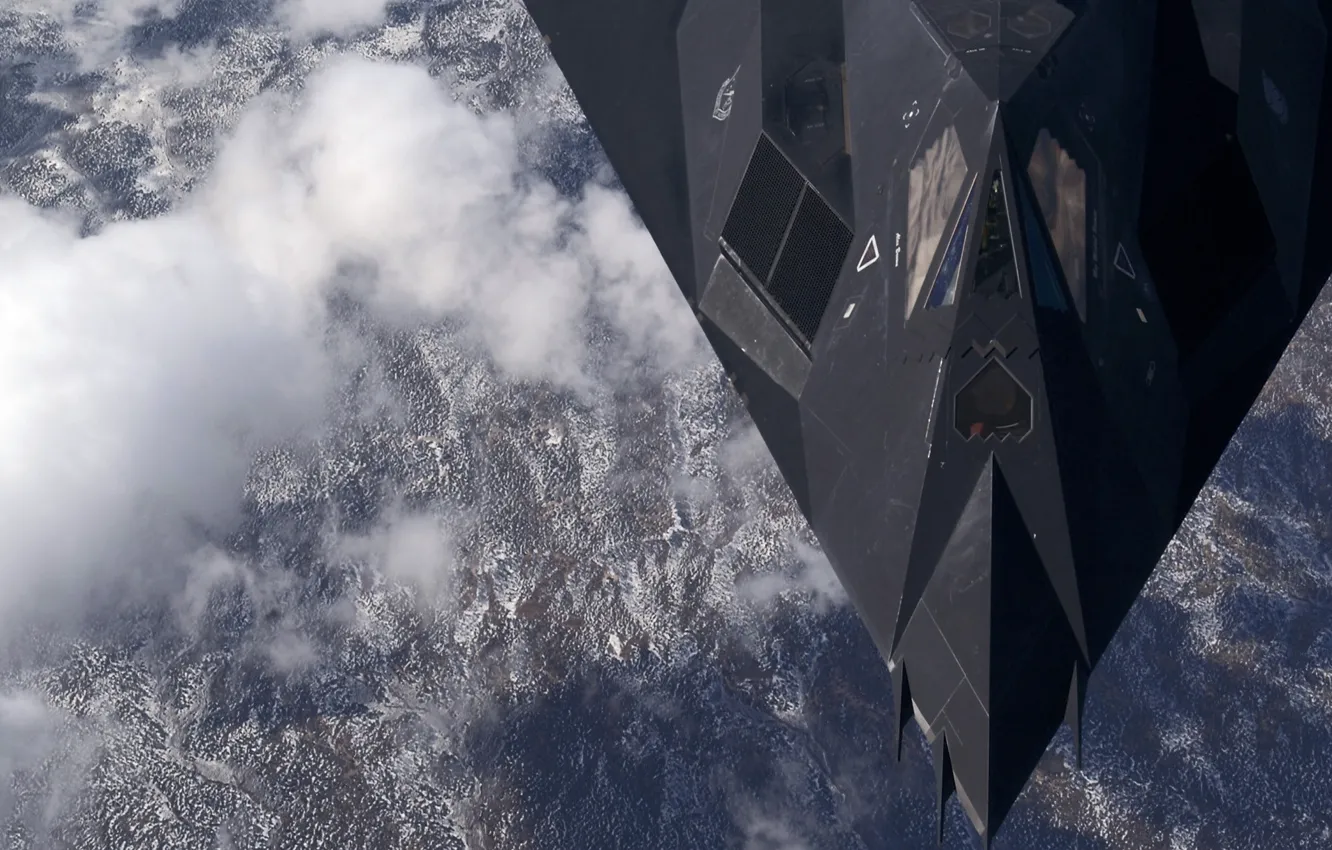 Photo wallpaper the plane, unobtrusive, F-117, Nighthawk, shock, over, Alaska, subsonic tactical