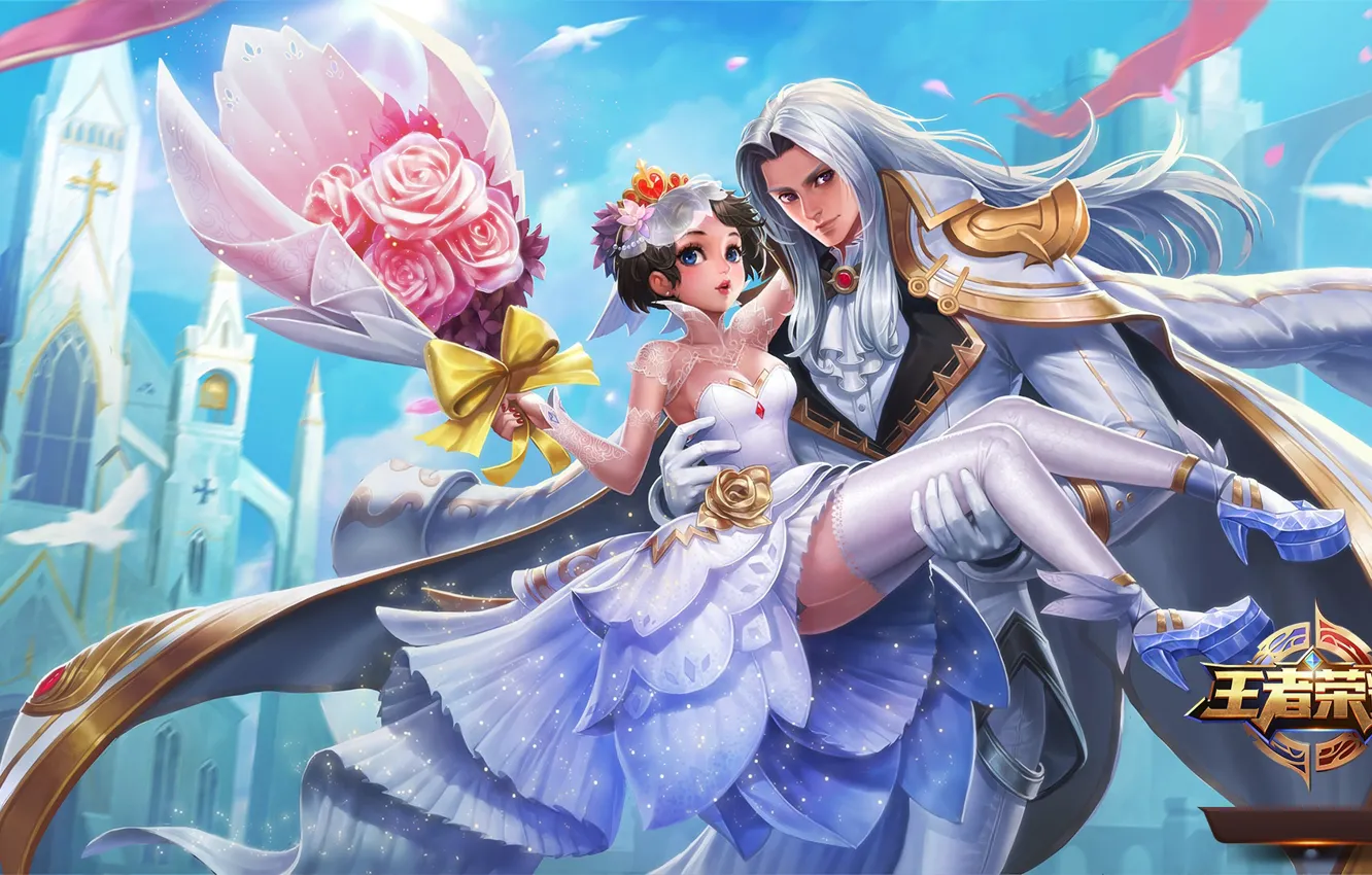 Photo wallpaper flowers, the game, roses, art, game, Valentine's day, King of Glory