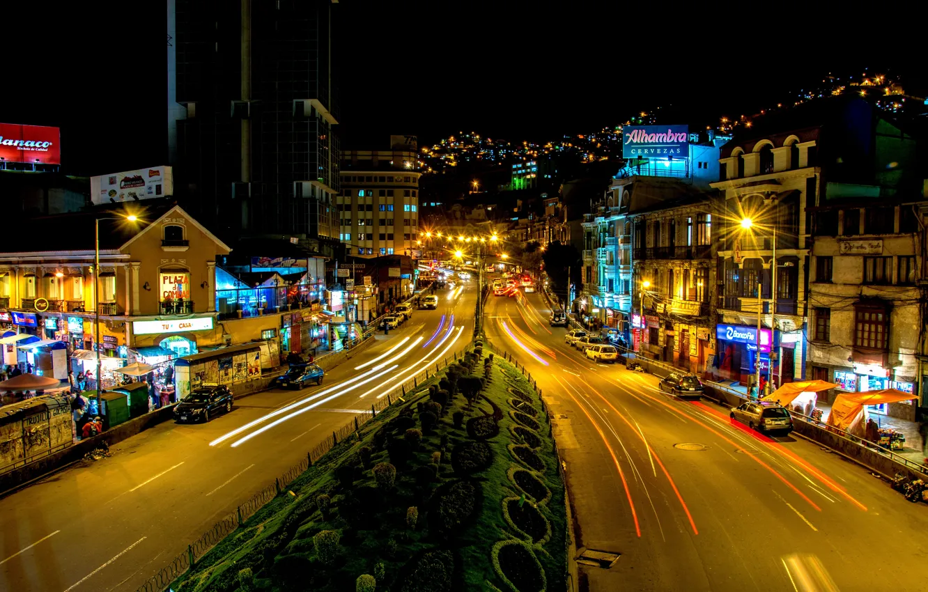 Photo wallpaper night, night, noche, Bolivia, Bolivia, La Paz, La-Paz