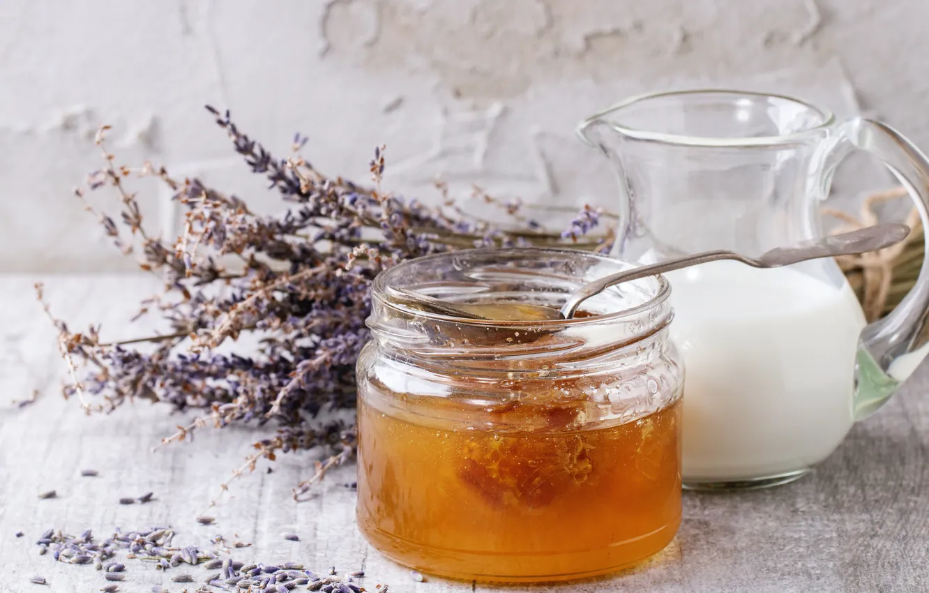 Photo wallpaper flowers, milk, honey, lavender