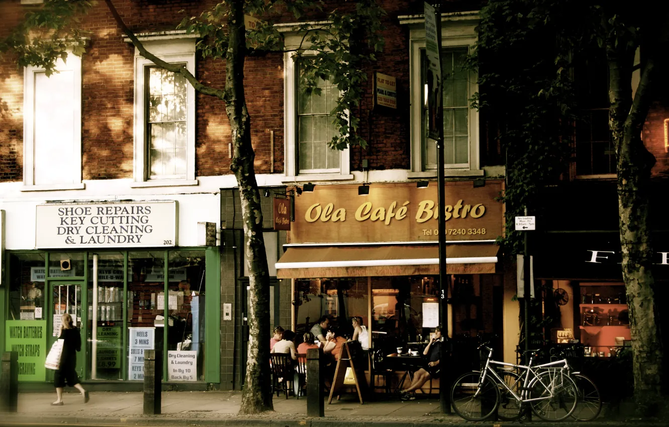 Photo wallpaper street, England, London, cafe, On the Shaftsbury