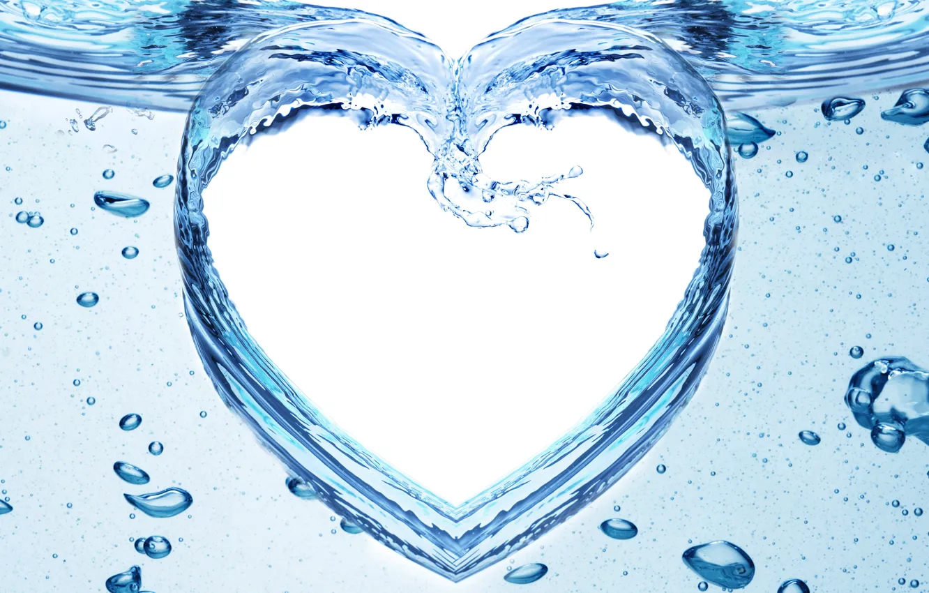Photo wallpaper water, squirt, pattern, heart