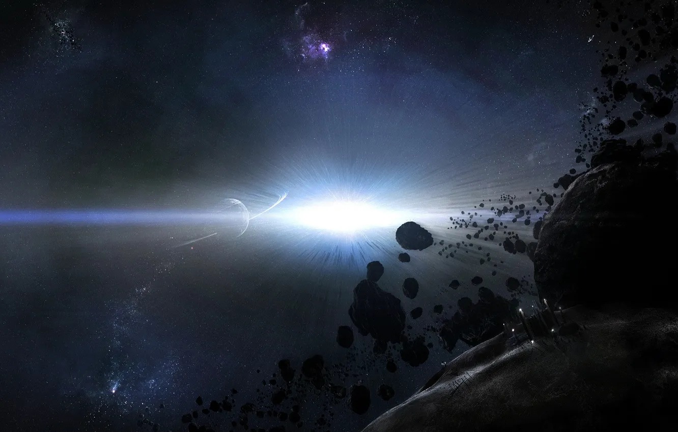 Photo wallpaper planet, Light, asteroid