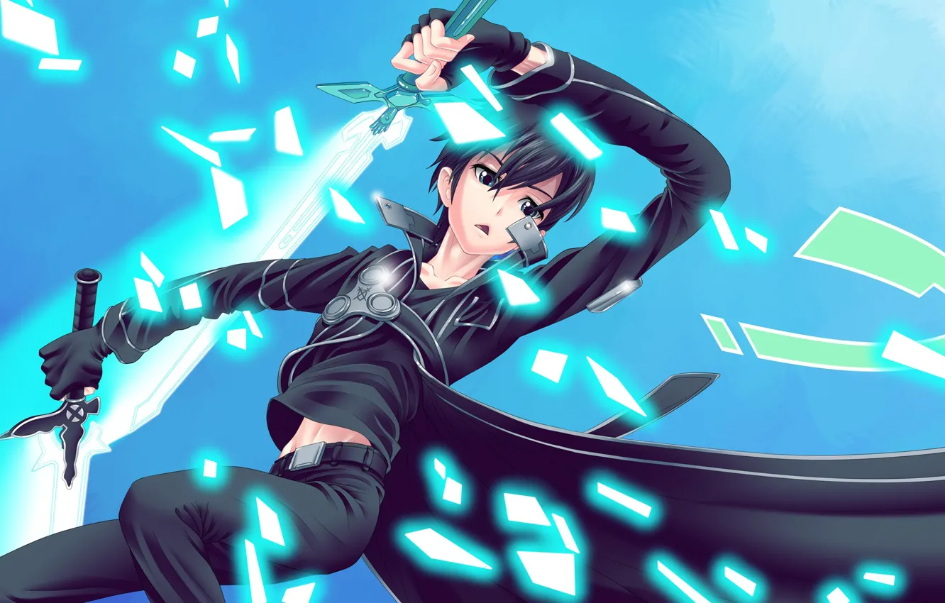 Photo wallpaper anime, art, guy, sword art online, sword art online, kirito