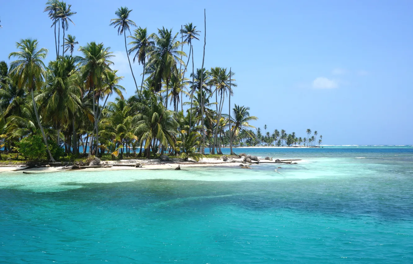 Photo wallpaper Islands, tropics, palm trees, the ocean, exotic, San Blas Islands