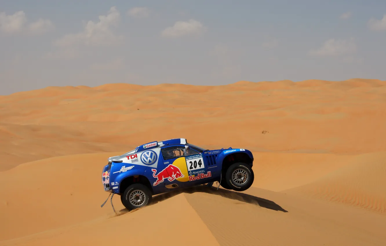 Photo wallpaper Sand, Blue, Sport, Volkswagen, Desert, Touareg, Rally, Dakar