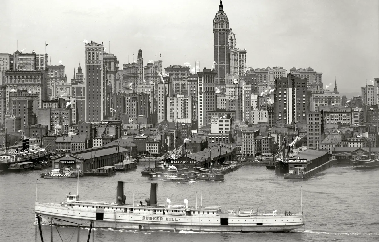 Photo wallpaper retro, ship, home, New York, USA, 1910-th year