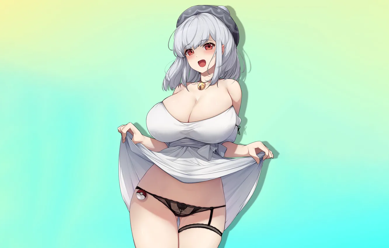 Photo wallpaper girl, sexy, lingerie, cleavage, panties, long hair, dress, boobs