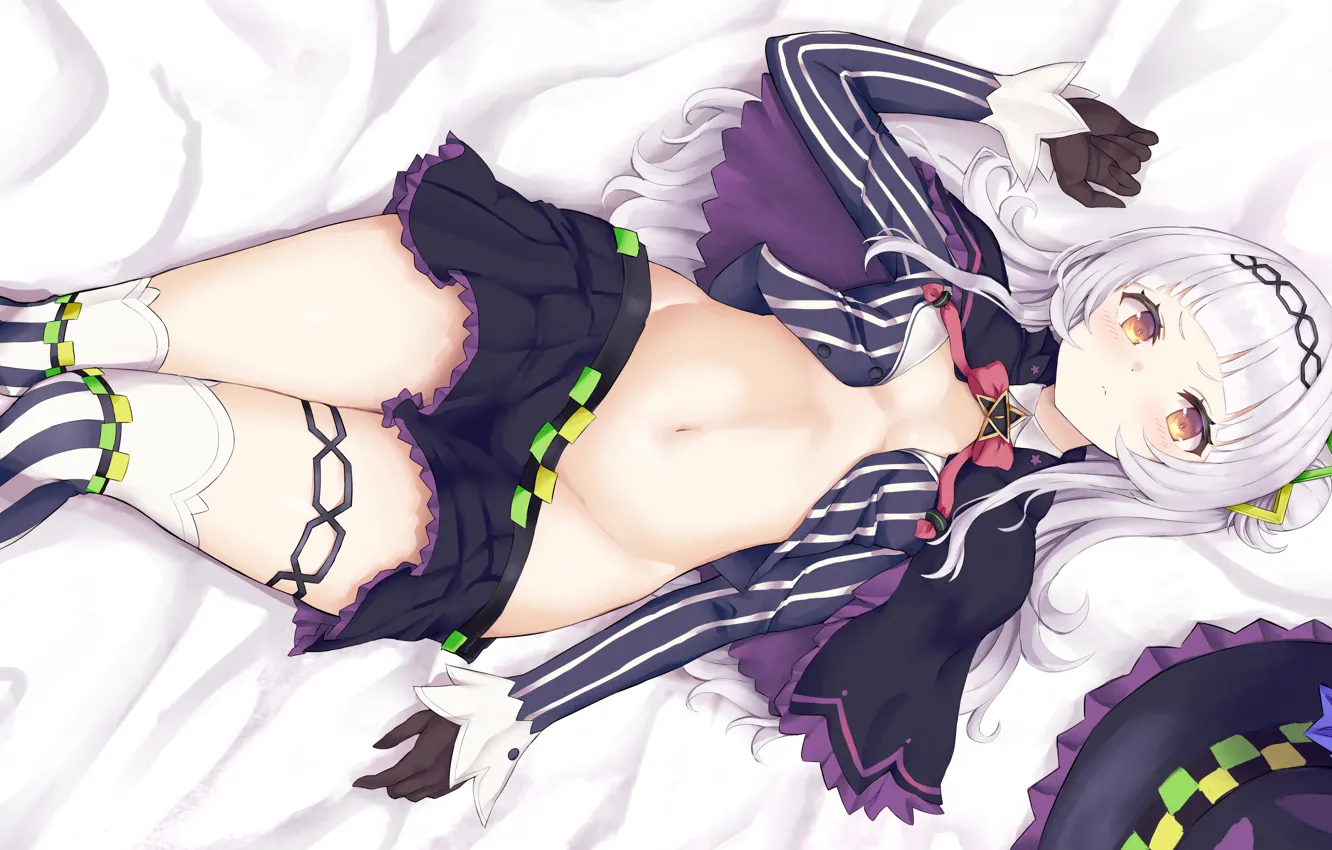 Photo wallpaper girl, sexy, cleavage, thighhighs, long hair, boobs, anime, beautiful