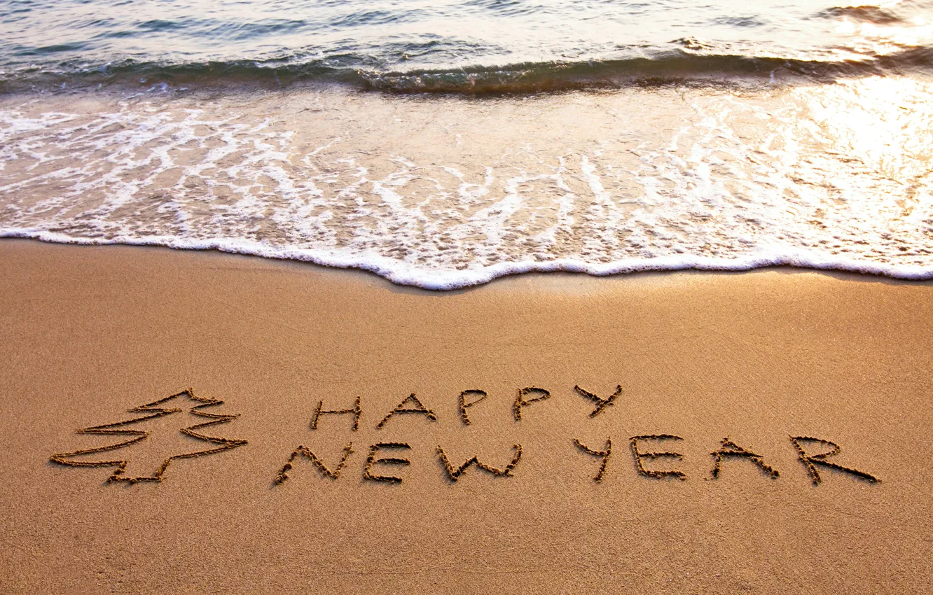 Photo wallpaper sand, sea, beach, beach, sea, sand, New Year, Happy