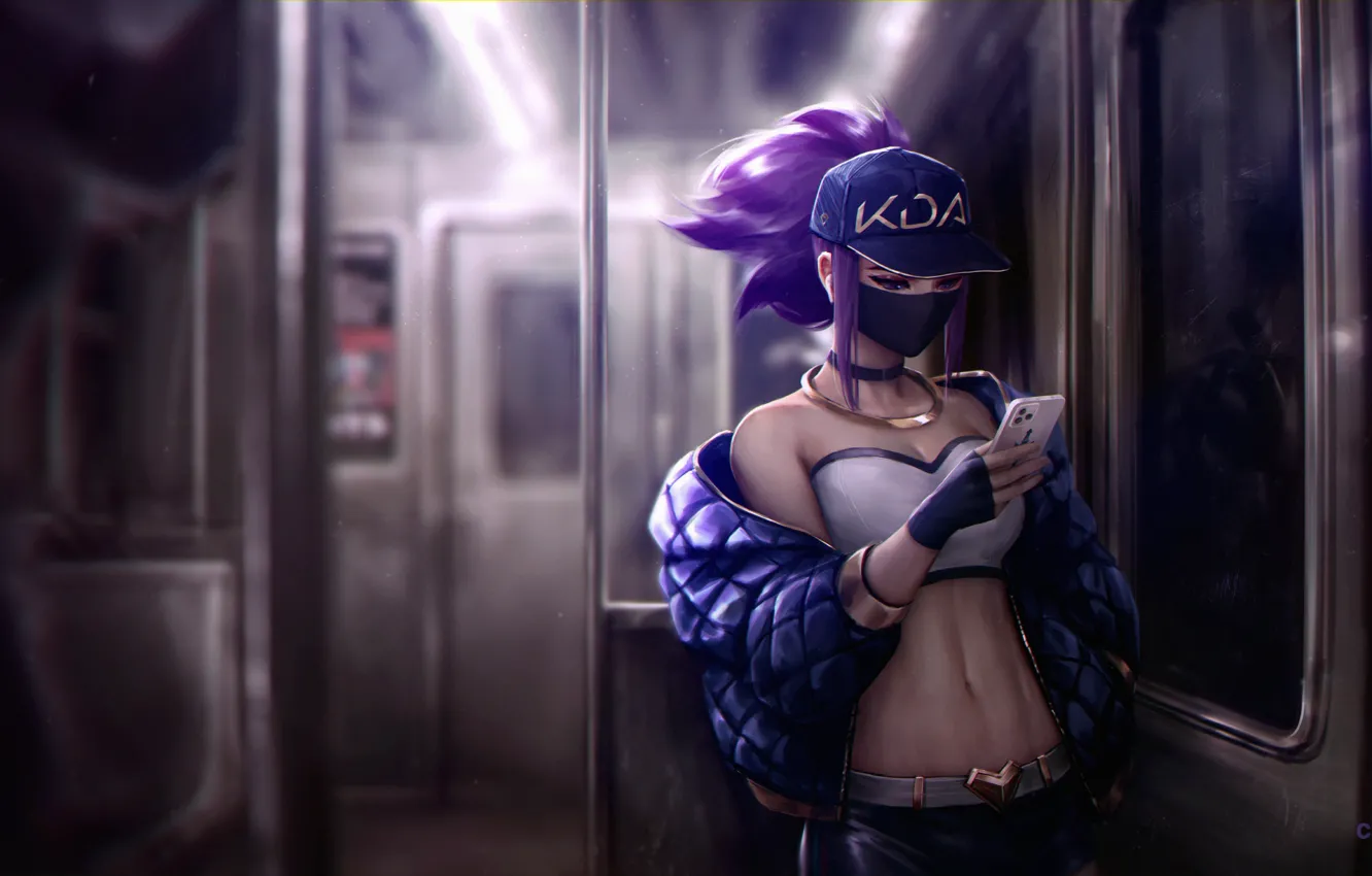 Photo wallpaper train, women, League of Legends, reflection, digital art, fan art, smartphone, jacket