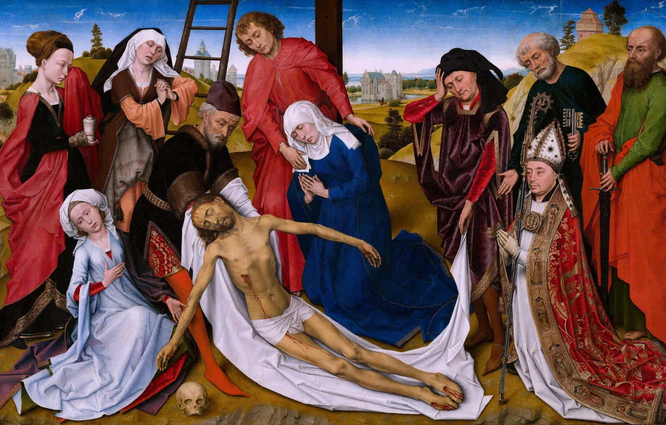 Photo wallpaper Jesus, people, picture, Dutch painter, Rogier van der Weyden, Rogier van der Weyden, Mourning for …