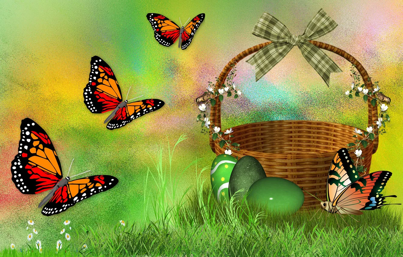 Photo wallpaper BUTTERFLY, MOOD, EASTER, EGGS, HOLIDAY, THE WALLPAPERS